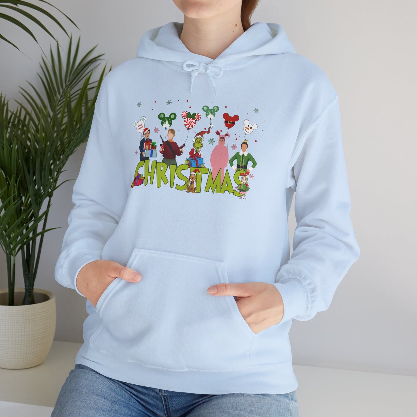 Christmas Character Squad Hoodie – Cute Festive Holiday Characters Unisex Heavy Blend Hooded Sweatshirt