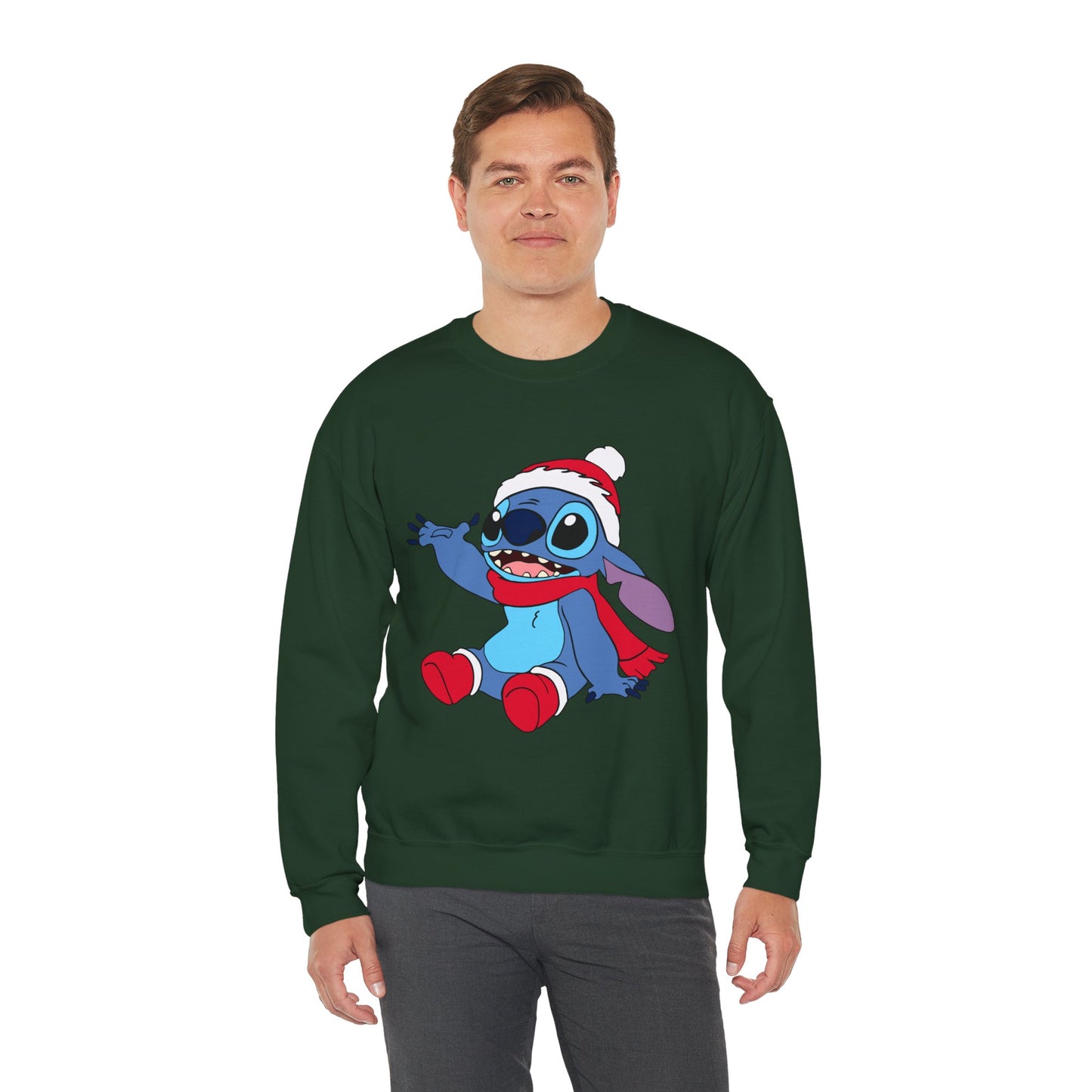 Jolly Alien Christmas Crewneck – Cute Blue Alien Holiday Sweatshirt (Unisex)