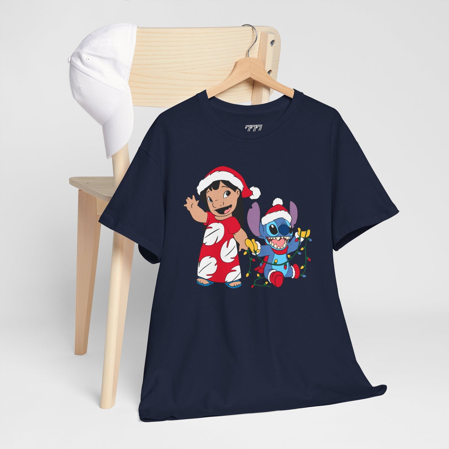 Island Holiday Duo T-Shirt – Festive Blue Alien & Girl Graphic Tee