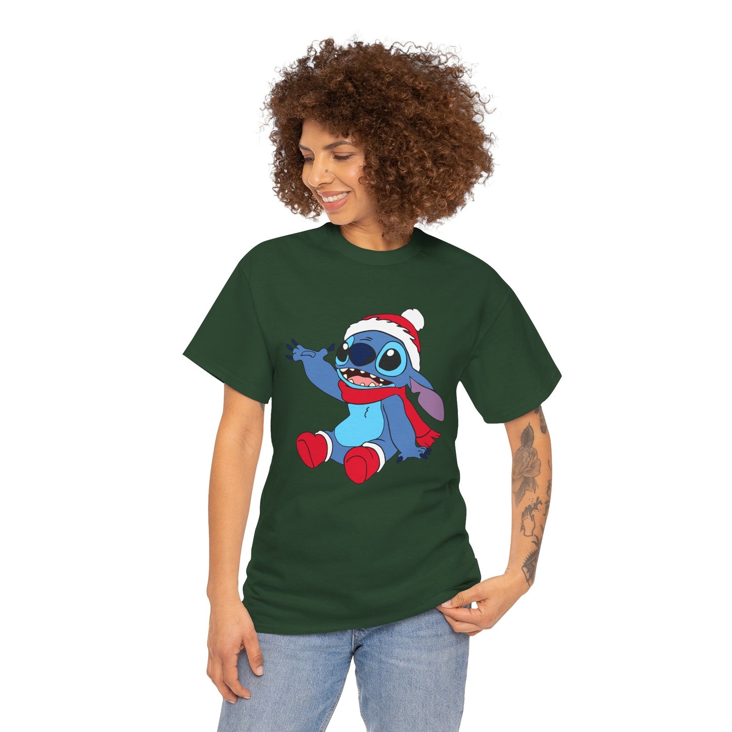 Jolly Alien Christmas T-Shirt – Cute Blue Alien Holiday Graphic Tee (Unisex)