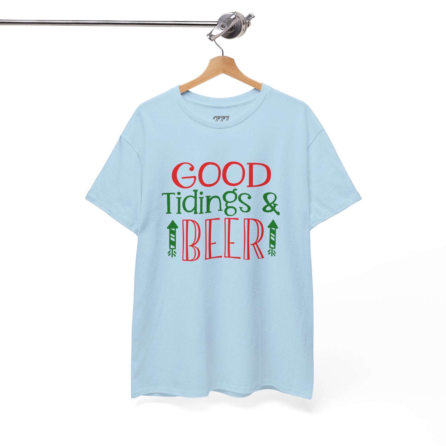 Good Tidings & Beer T-Shirt – Funny Christmas Drinking Unisex Heavy Cotton Tee