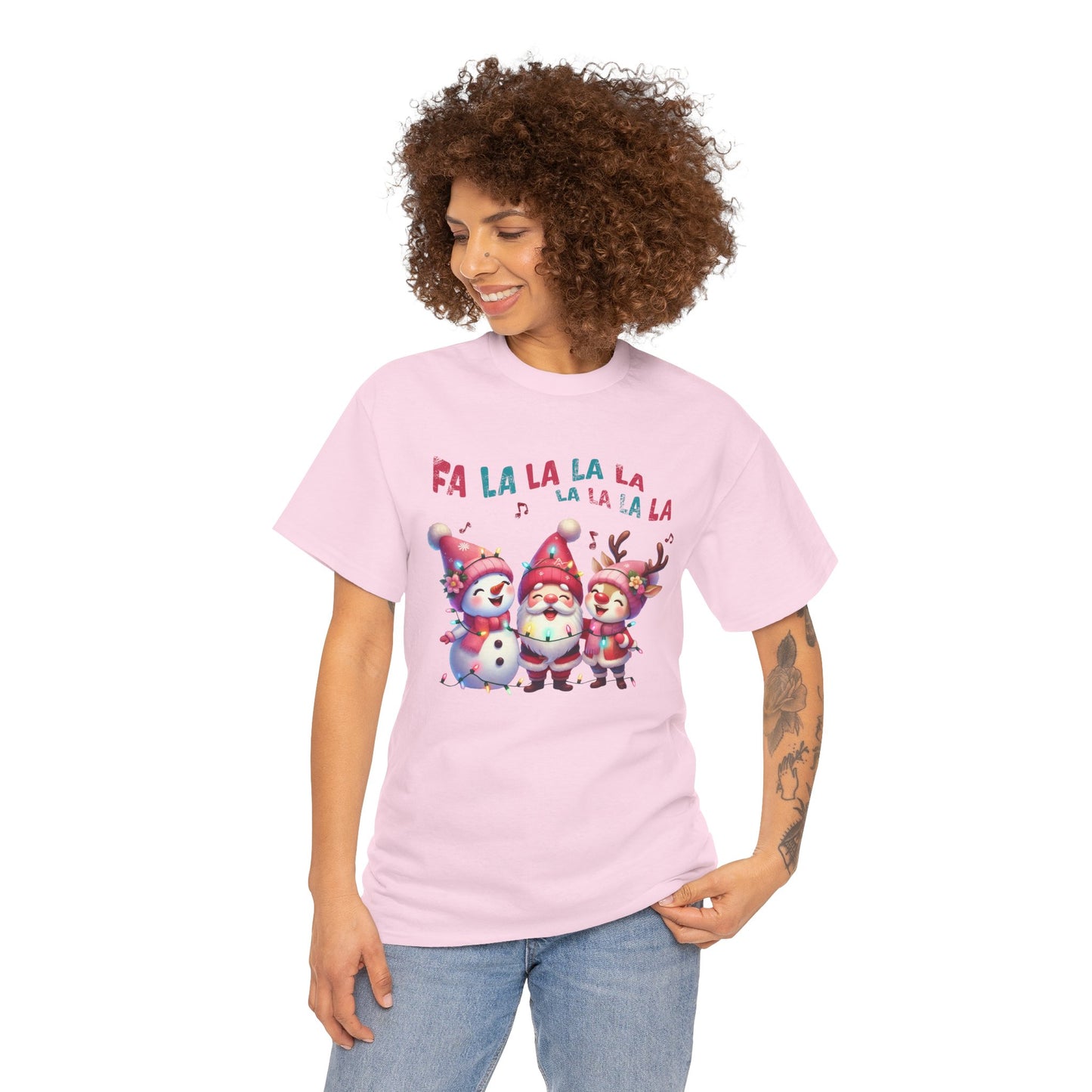 Festive Caroling Trio Unisex T-Shirt – Cute Santa, Snowman & Reindeer Holiday Shirttton T-Shirt