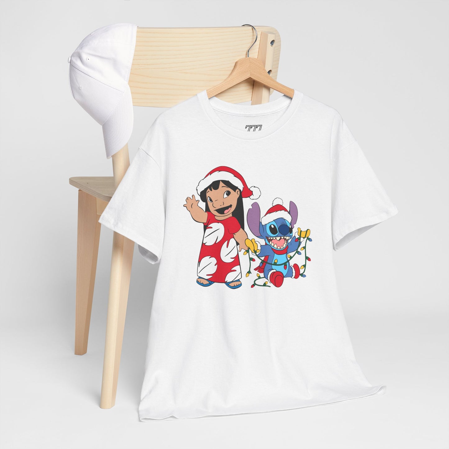 Island Holiday Duo T-Shirt – Festive Blue Alien & Girl Graphic Tee