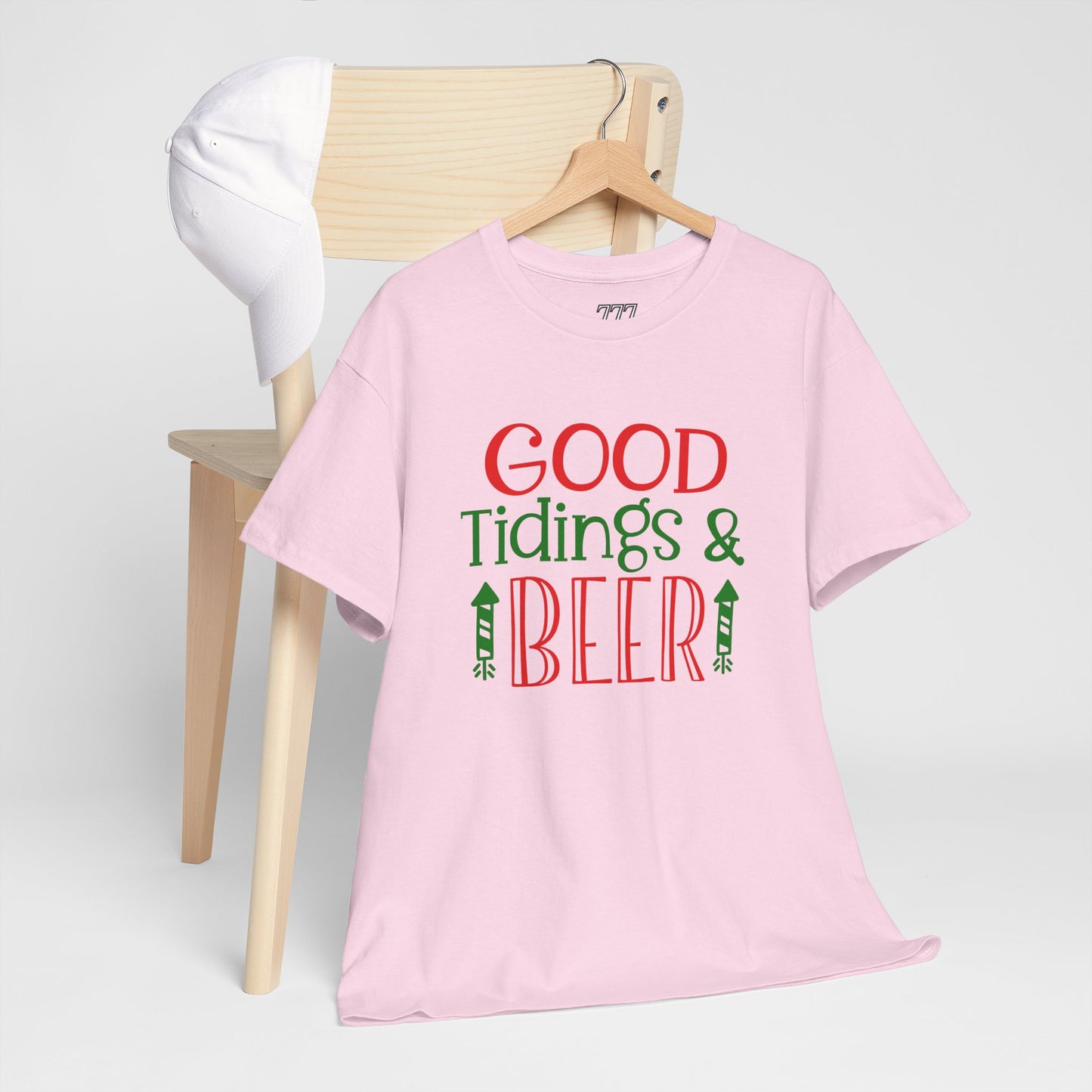 Good Tidings & Beer T-Shirt – Funny Christmas Drinking Unisex Heavy Cotton Tee