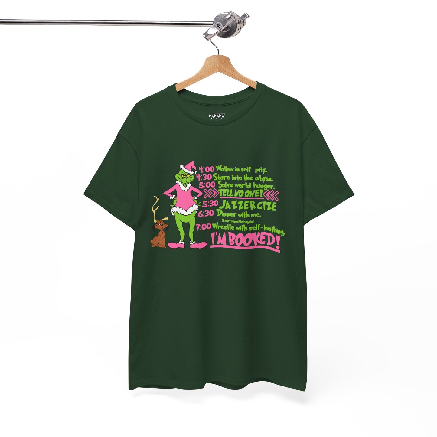 I’m Booked Grinch Schedule Funny Christmas Tee Unisex Heavy Cotton T-Shirt