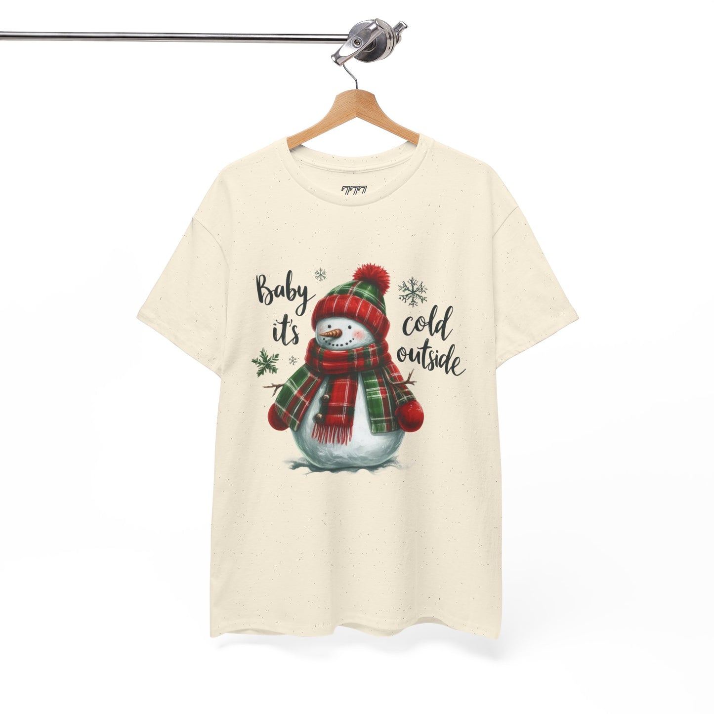 Baby It’s Cold Outside Christmas Unisex Heavy Cotton T-Shirt – Cute Snowman Holiday Tee