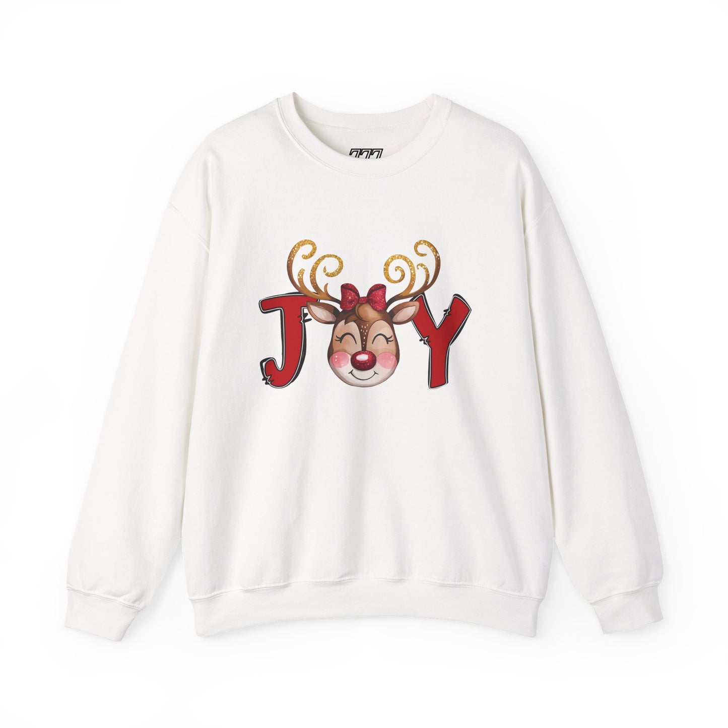 Reindeer Joy Women’s Christmas Crewneck Sweatshirt – Cute Holiday Reindeer Heavy Blend Sweater