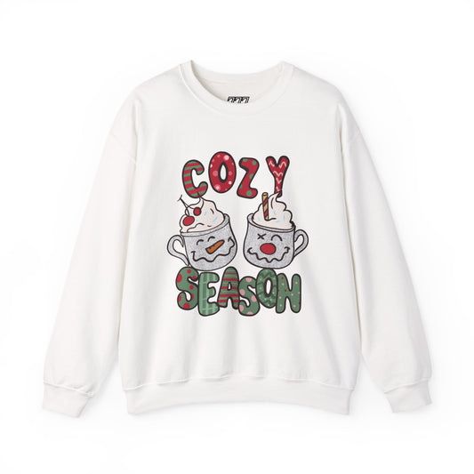 Cozy Season Christmas Unisex Heavy Blend Crewneck Sweatshirt – Cute Holiday Hot Cocoa Sweater