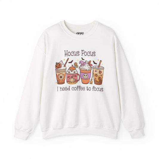 Hocus Pocus I Need Coffee To Focus Unisex Heavy Blend Crewneck Sweatshirt