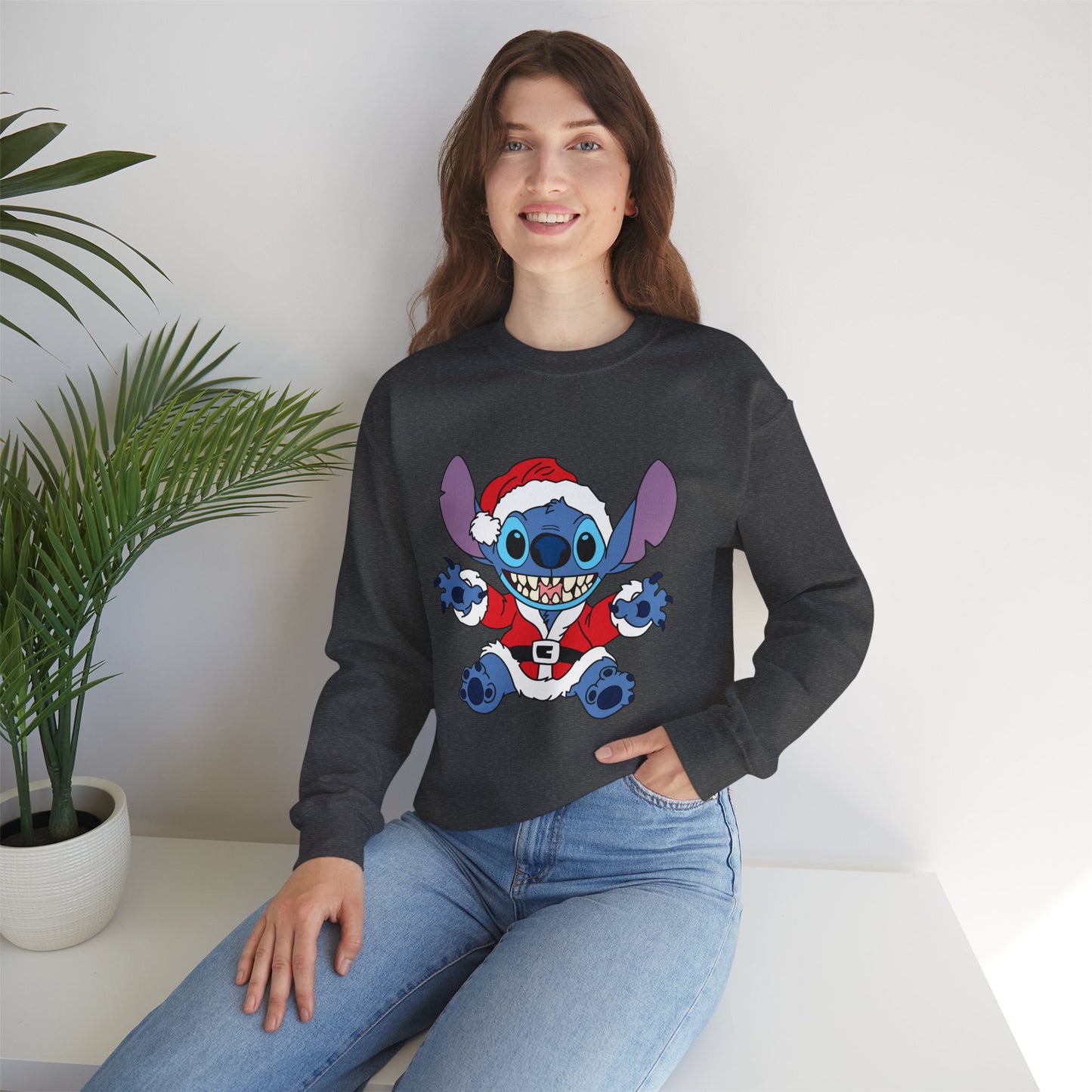 Alien Santa Christmas Crewneck – Cozy Blue Alien Holiday Sweatshirt (Unisex)