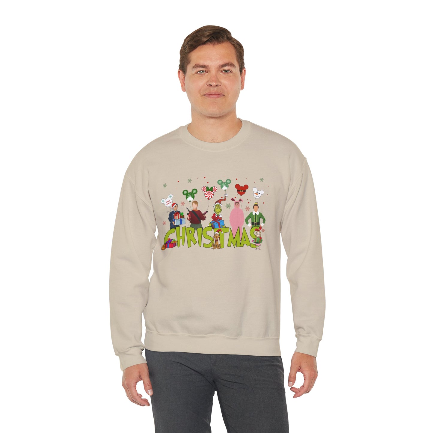 Christmas Character Squad Sweatshirt – Cute Festive Holiday Characters Unisex Heavy Blend Crewneck
