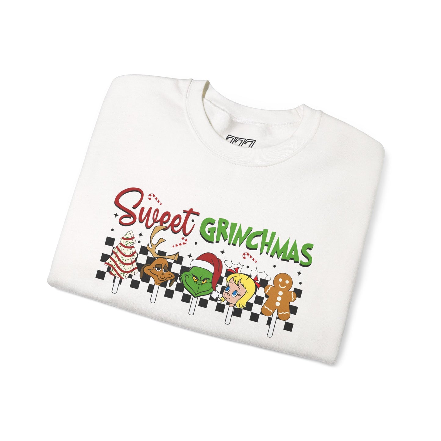 Sweet Grinchmas Candy Characters Funny Christmas Sweatshirt – Cute Holiday Treats Grinch-Inspired Unisex Heavy Blend Crewneck