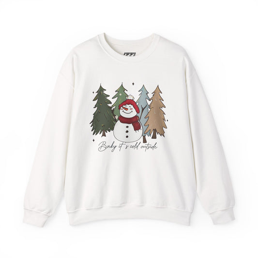 Baby It’s Cold Outside Snowman Christmas Sweatshirt – Cozy Winter Aesthetic Holiday Unisex Heavy Blend Crewneck