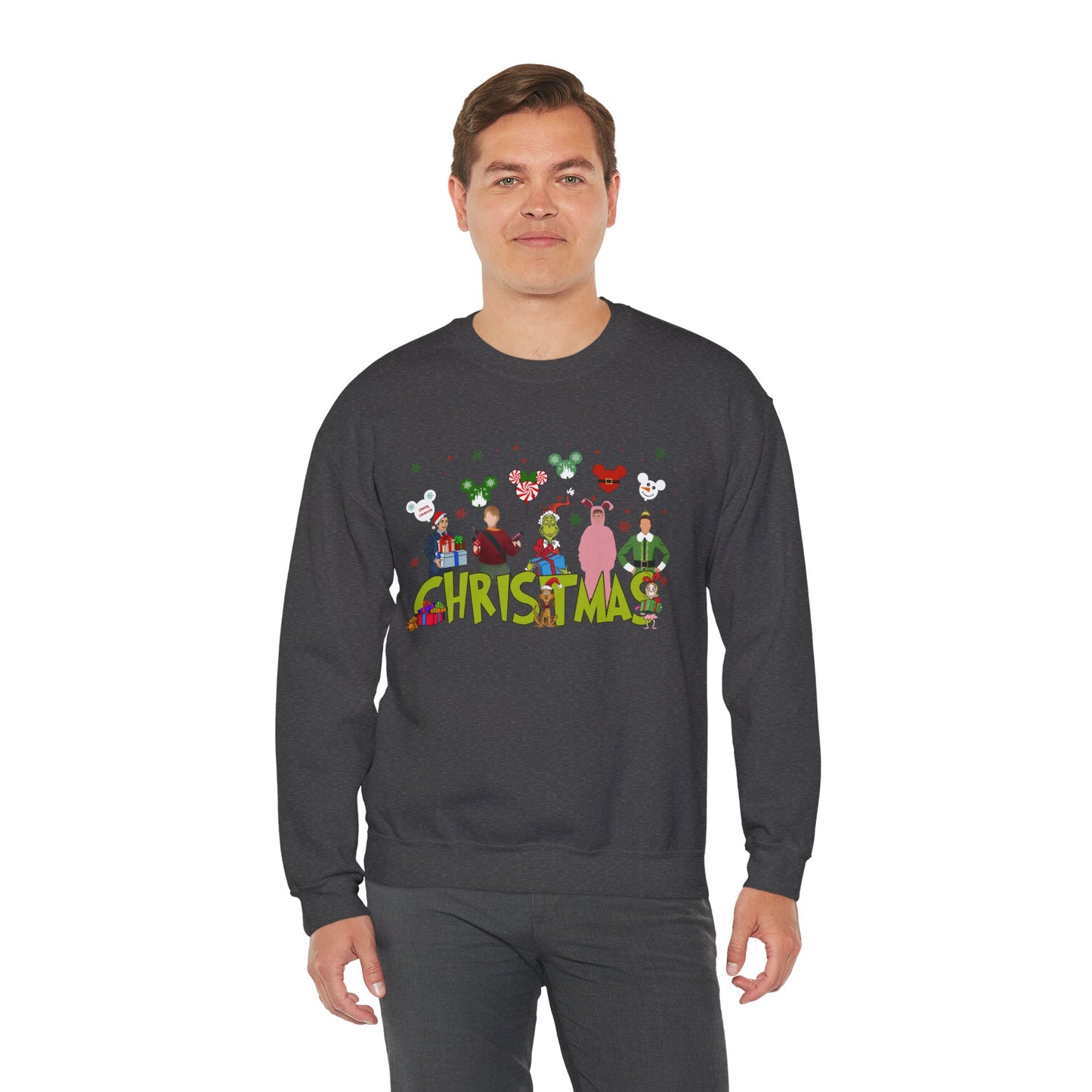 Christmas Character Squad Sweatshirt – Cute Festive Holiday Characters Unisex Heavy Blend Crewneck