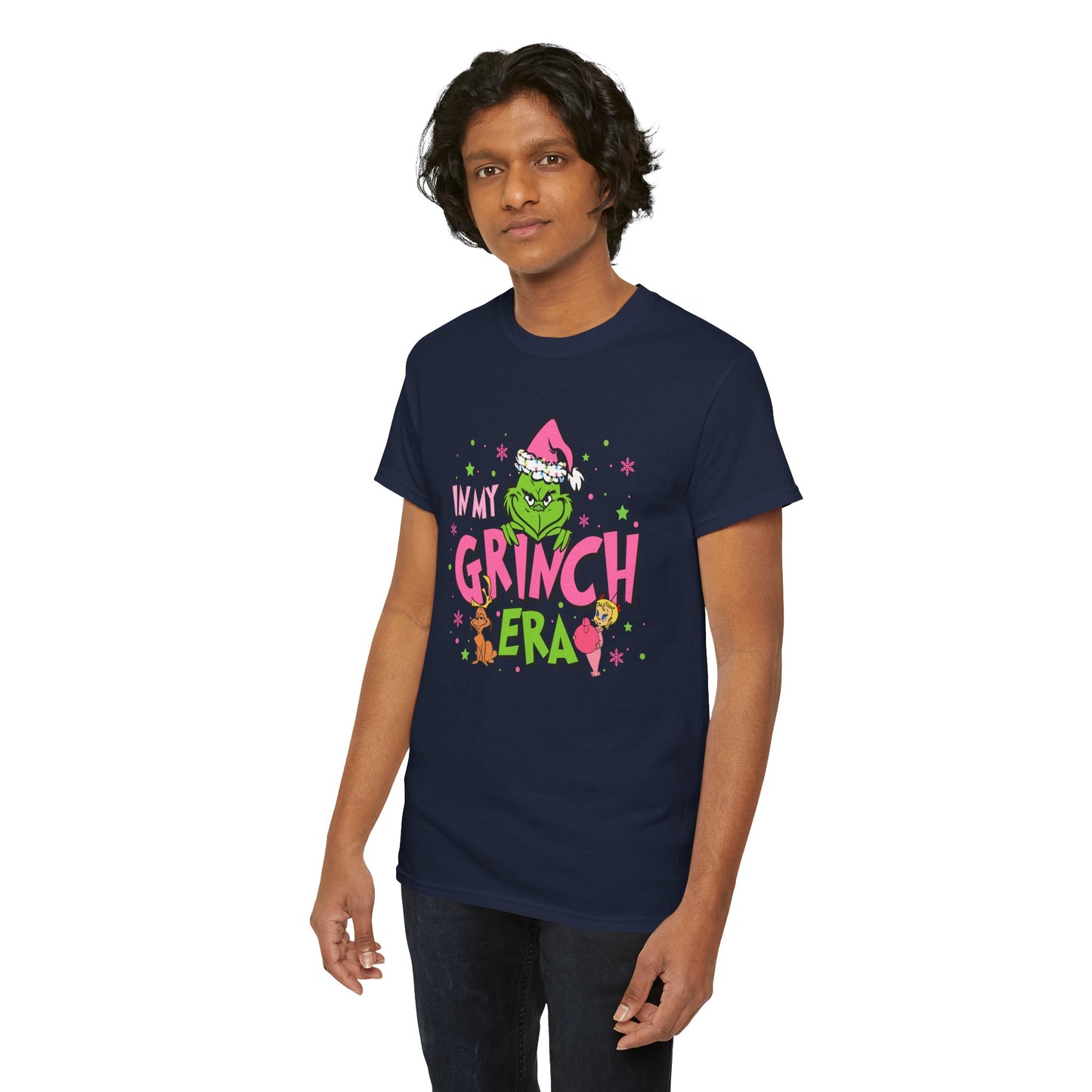 In My Grinch Era Funny Christmas Grinch-Inspired Holiday Tee – Pink Santa Festive Unisex Heavy Cotton T-Shirt