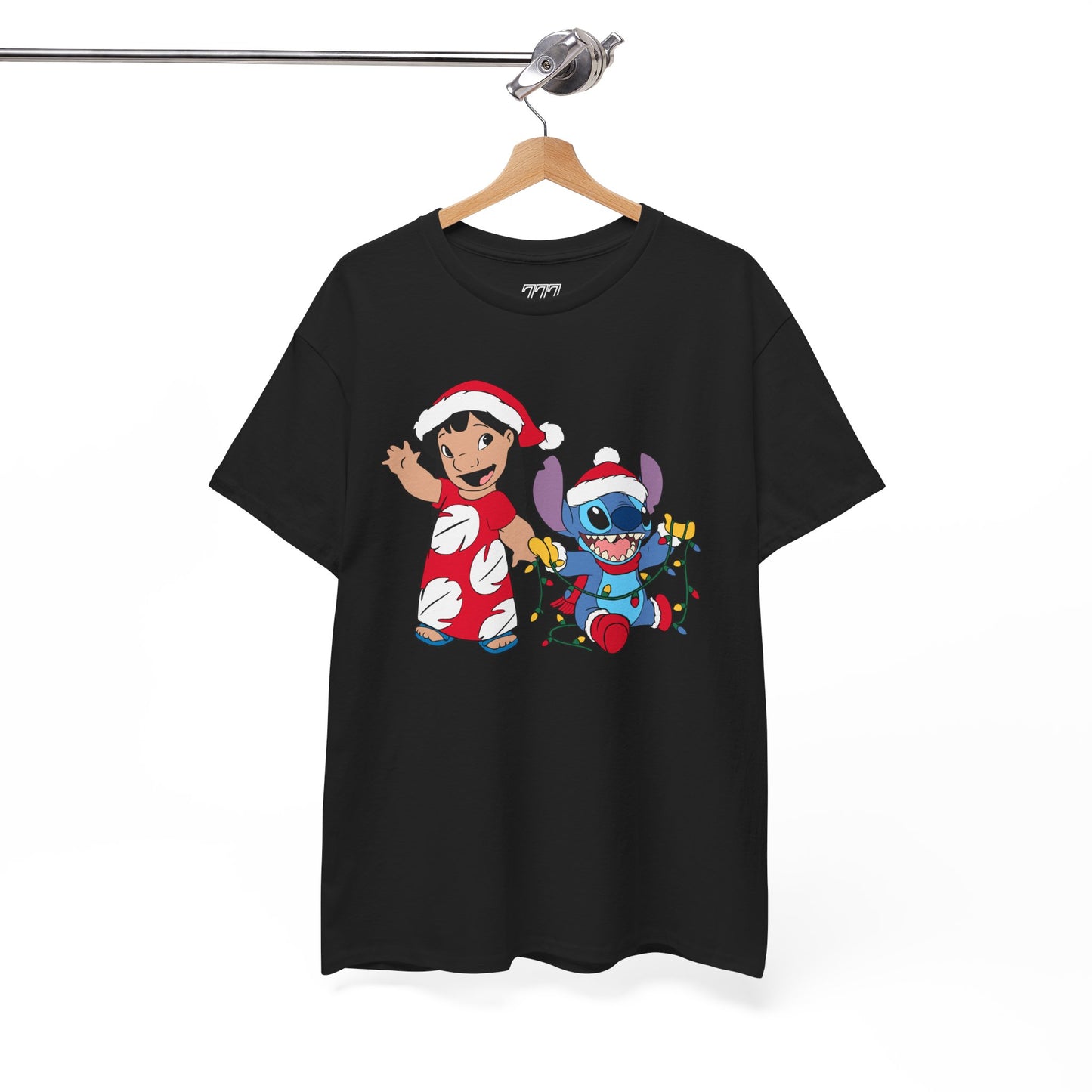 Island Holiday Duo T-Shirt – Festive Blue Alien & Girl Graphic Tee