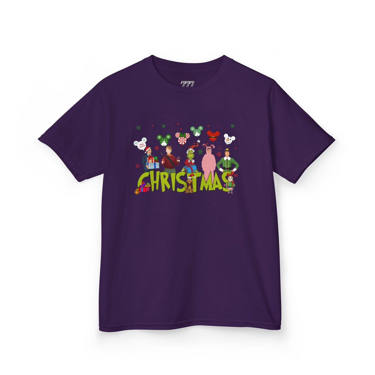 Christmas Character Squad Kids Christmas Tee – Cute Festive Holiday Characters Kids Heavy Cotton T-Shirt