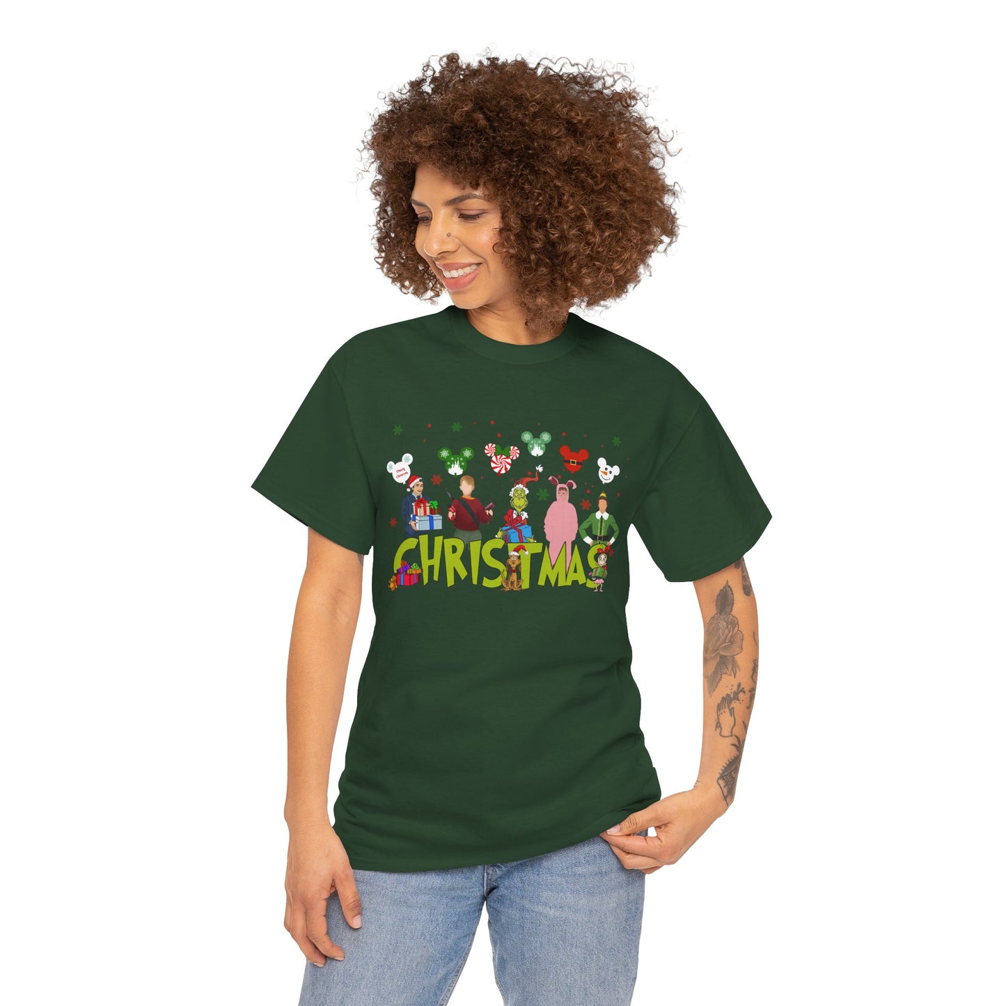 Christmas Character Squad Tee – Cute Festive Holiday Characters Unisex Heavy Cotton T-Shirt