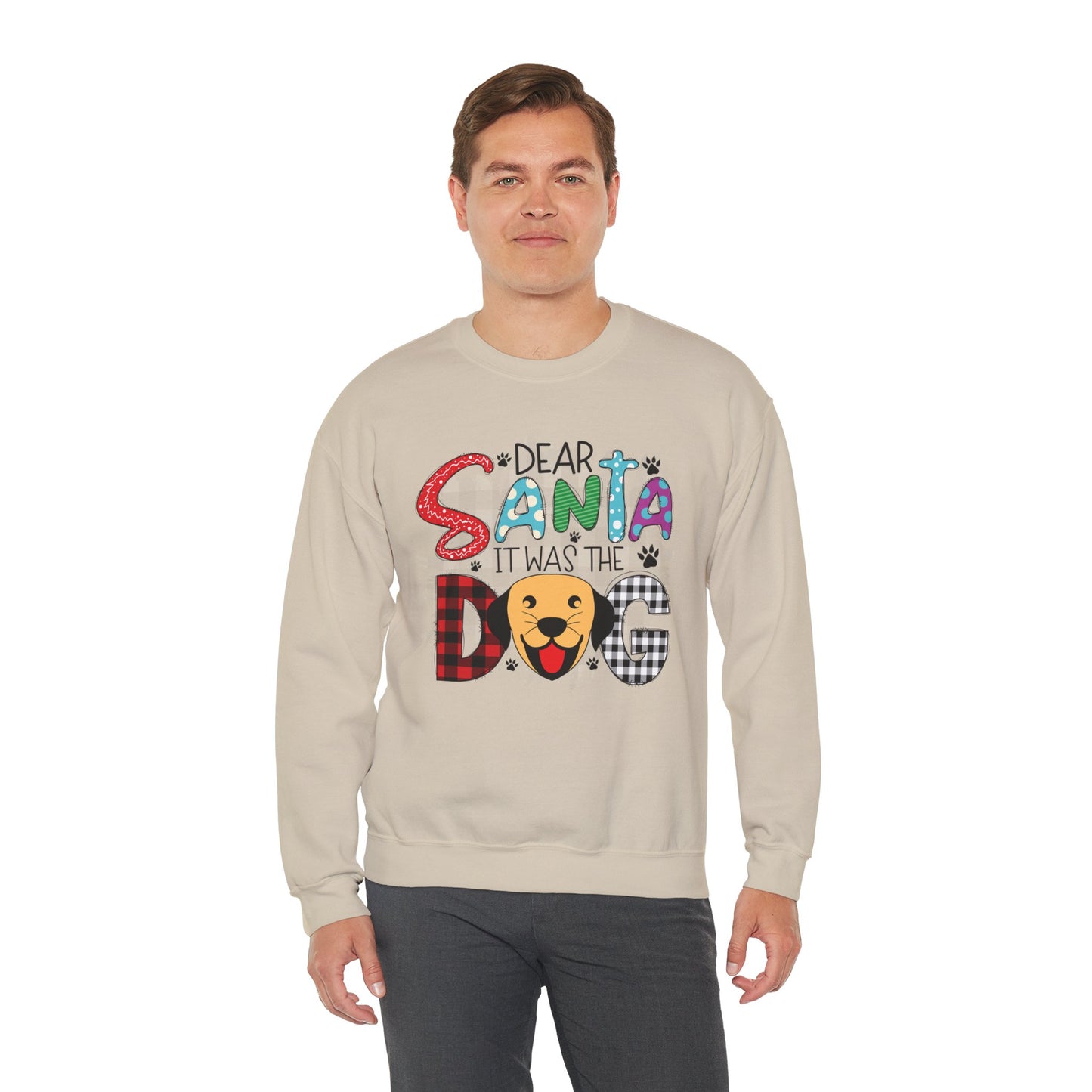Dear Santa It Was The Dog Christmas Crewneck – Funny Holiday Dog Lover Sweatshirt (Unisex)