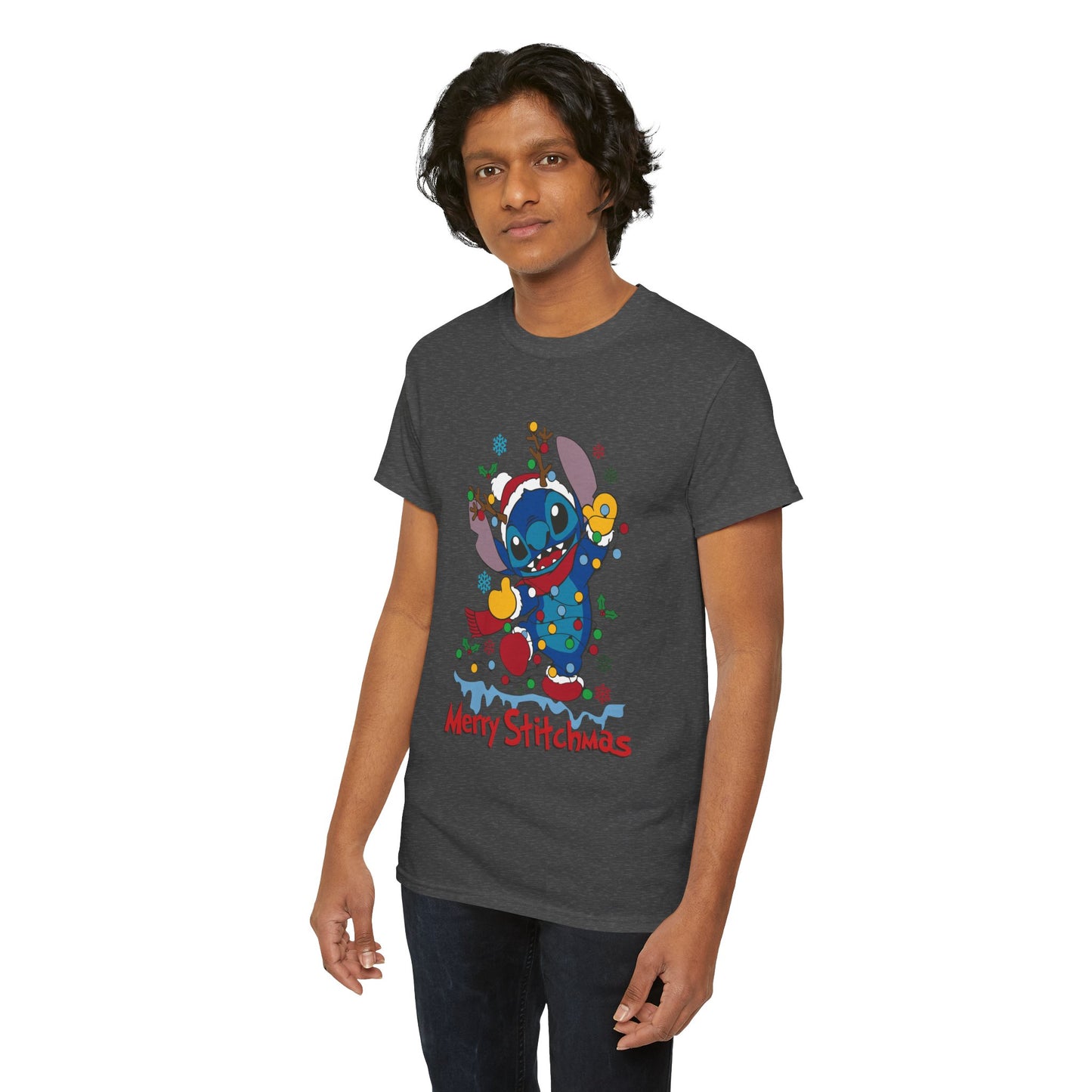 Merry Stitchmas T-Shirt – Cute Holiday Alien Unisex Heavy Cotton Tee