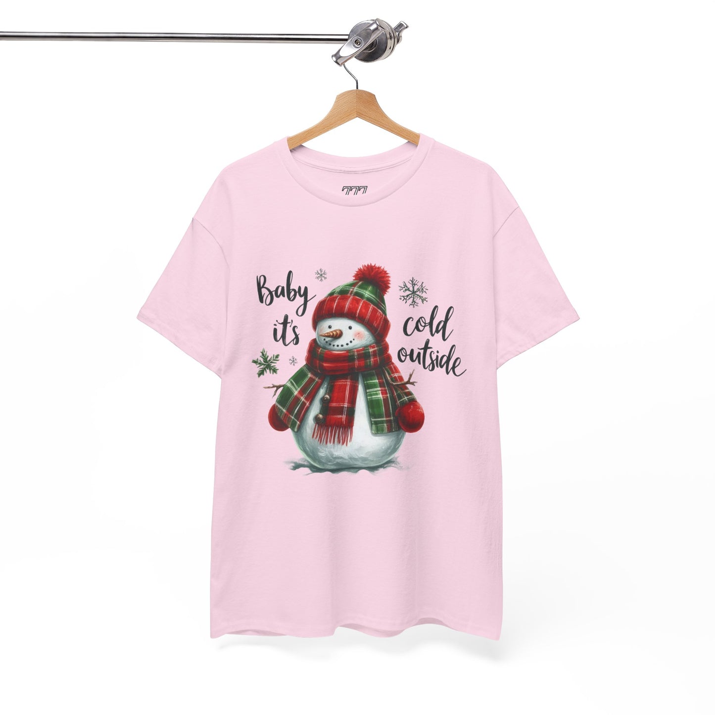 Baby It’s Cold Outside Christmas Unisex Heavy Cotton T-Shirt – Cute Snowman Holiday Tee