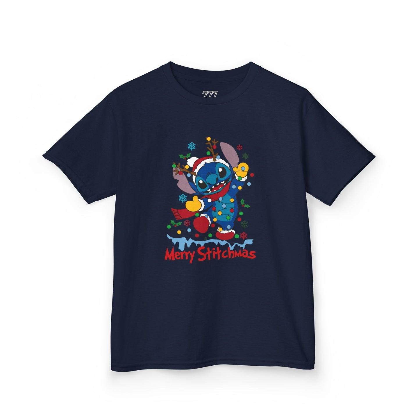 Merry Stitchmas Kids T-Shirt – Cute Holiday Alien Heavy Cotton Tee