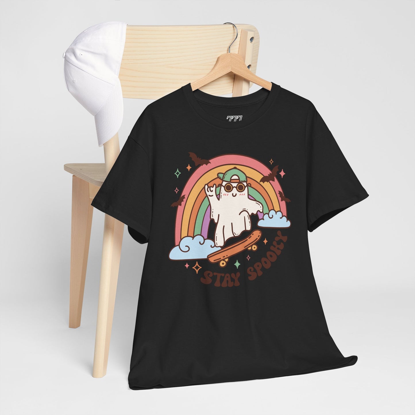 Stay Spooky Ghost Skater Unisex Heavy Cotton T-Shirt
