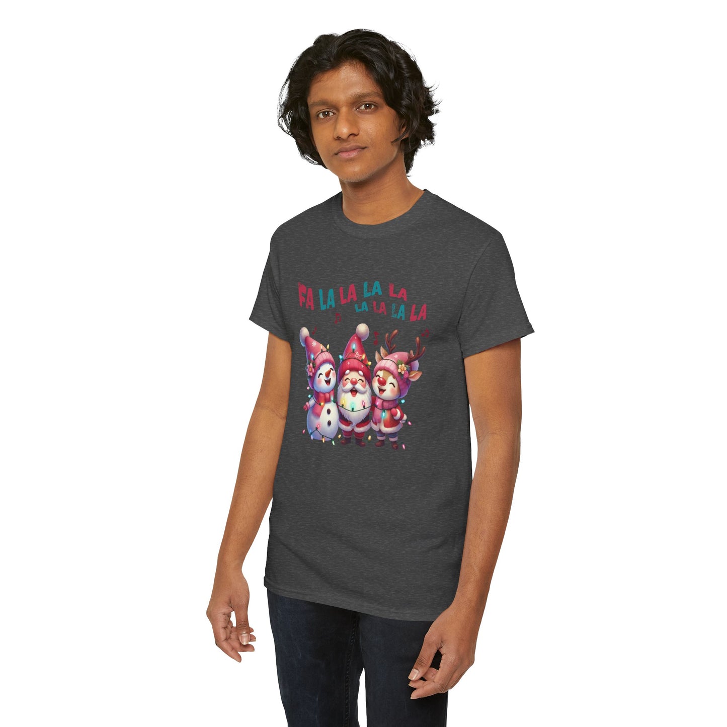Festive Caroling Trio Unisex T-Shirt – Cute Santa, Snowman & Reindeer Holiday Shirttton T-Shirt