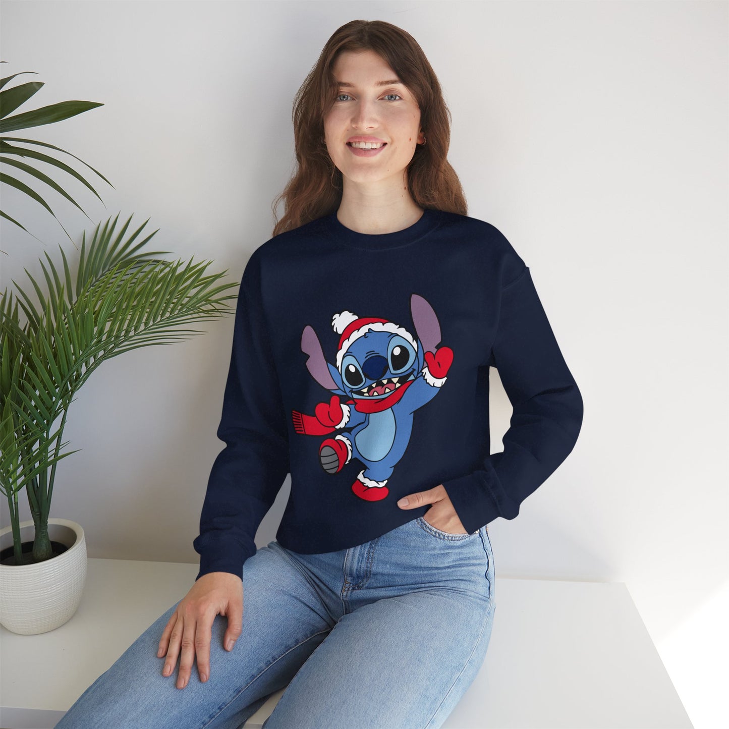 Festive Alien Christmas Crewneck – Cute Blue Alien Holiday Sweatshirt (Unisex)
