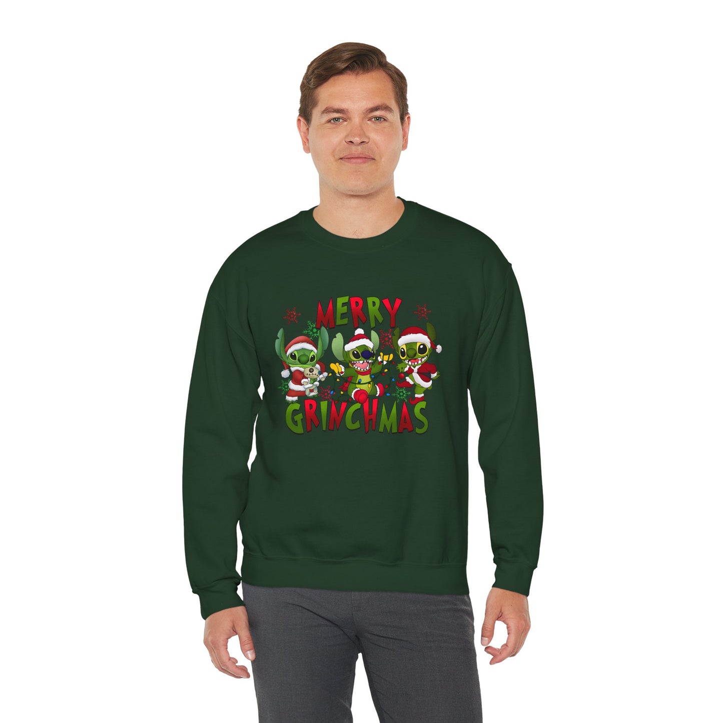 Merry Grinchmas Sweatshirt – Funny Christmas Unisex Heavy Blend Holiday Crewneck