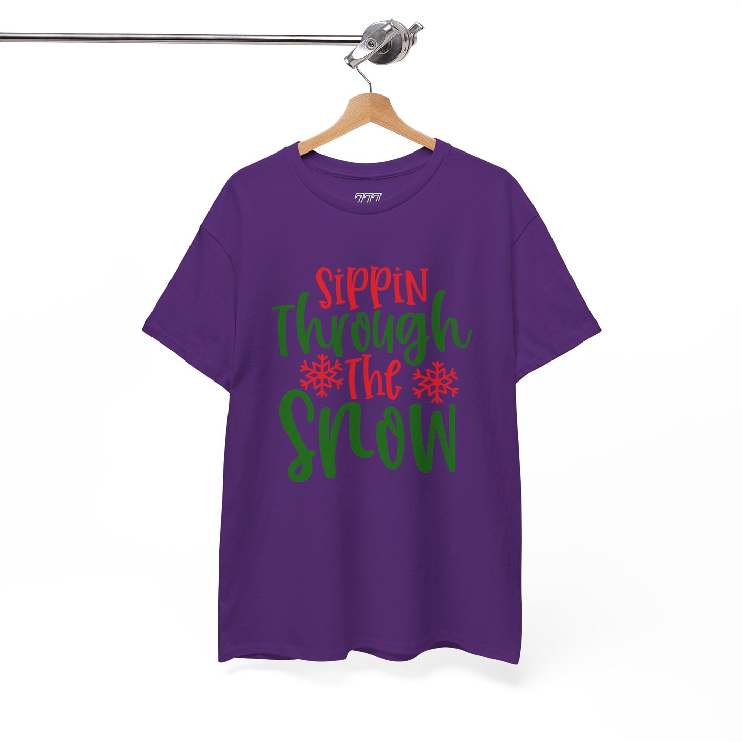 Sippin’ Through The Snow T-Shirt – Festive Holiday Beverage Unisex Heavy Cotton Tee