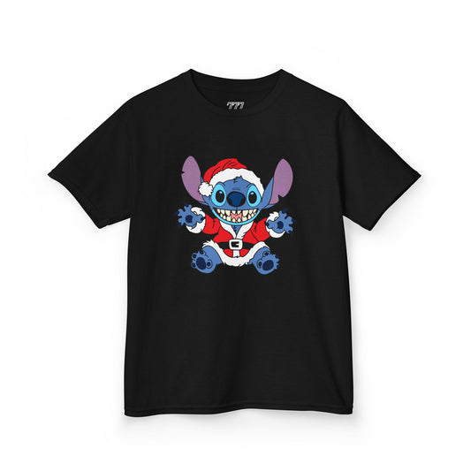 Alien Santa Kids Christmas T-Shirt – Cute Blue Alien Holiday Tee
