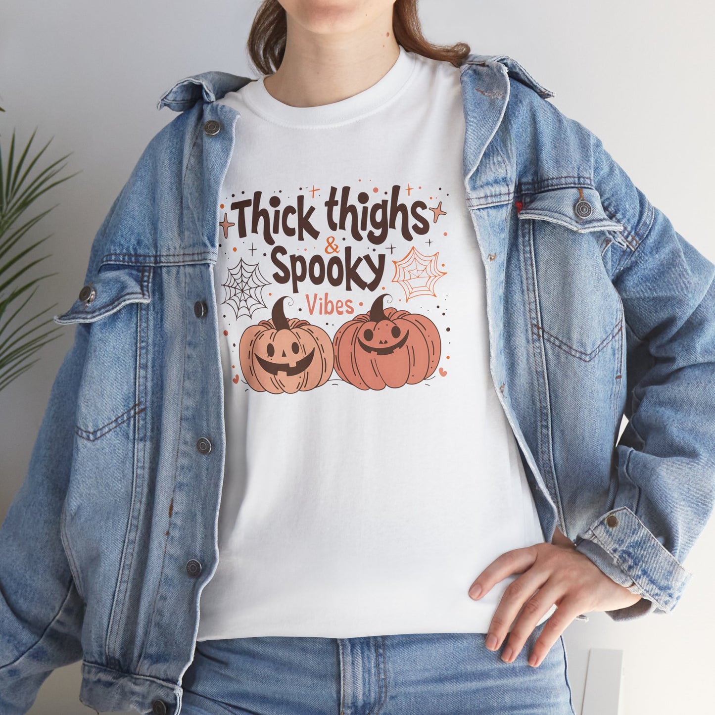 Thick Thighs & Spooky Vibes Women's Heavy Cotton T-Shirt