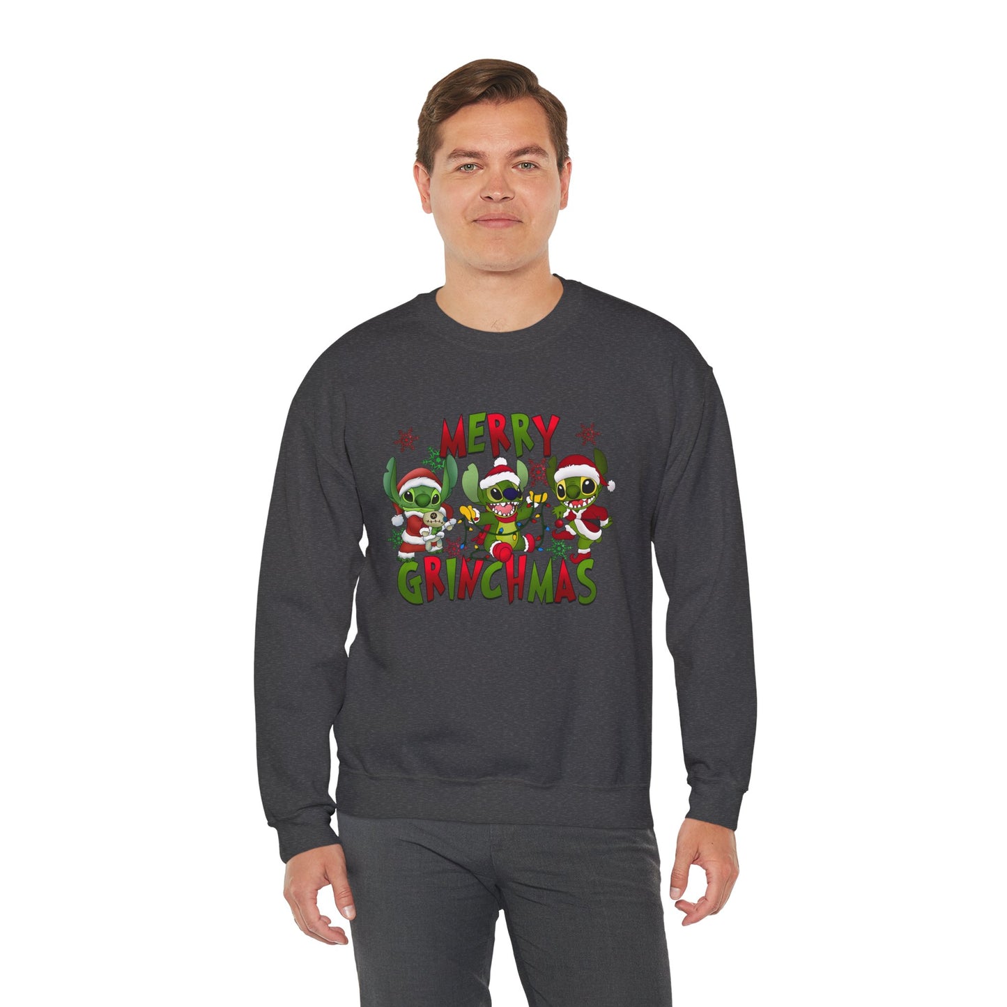 Merry Grinchmas Sweatshirt – Funny Christmas Unisex Heavy Blend Holiday Crewneck