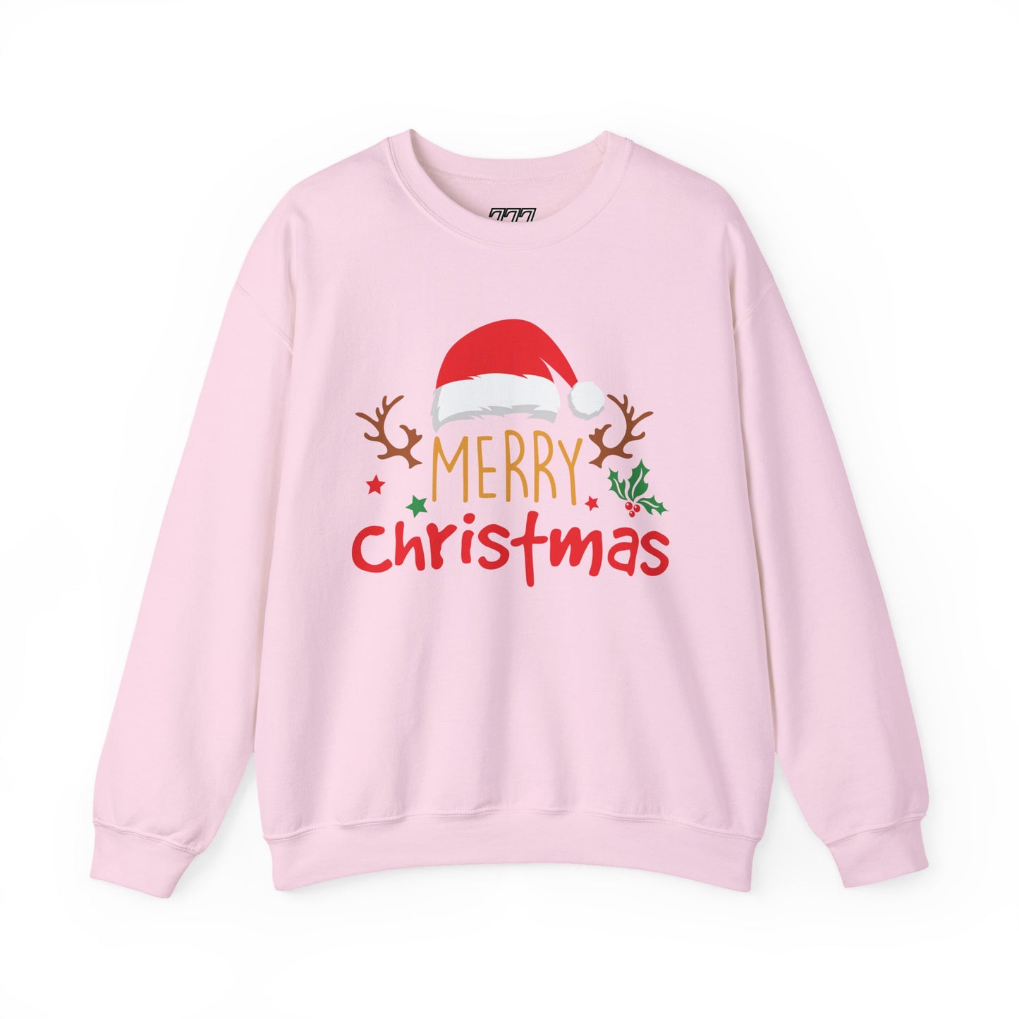 Merry Christmas Reindeer Crewneck – Santa Hat Holiday Unisex Sweatshirt, Festive Xmas Pullover