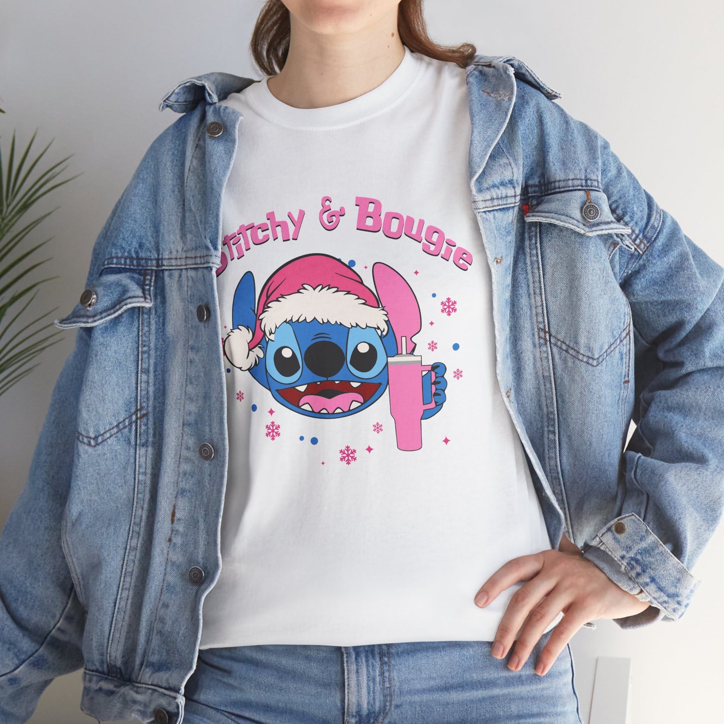 Stitchy & Bougie Christmas T-Shirt – Cute Holiday Women’s Heavy Cotton Tee