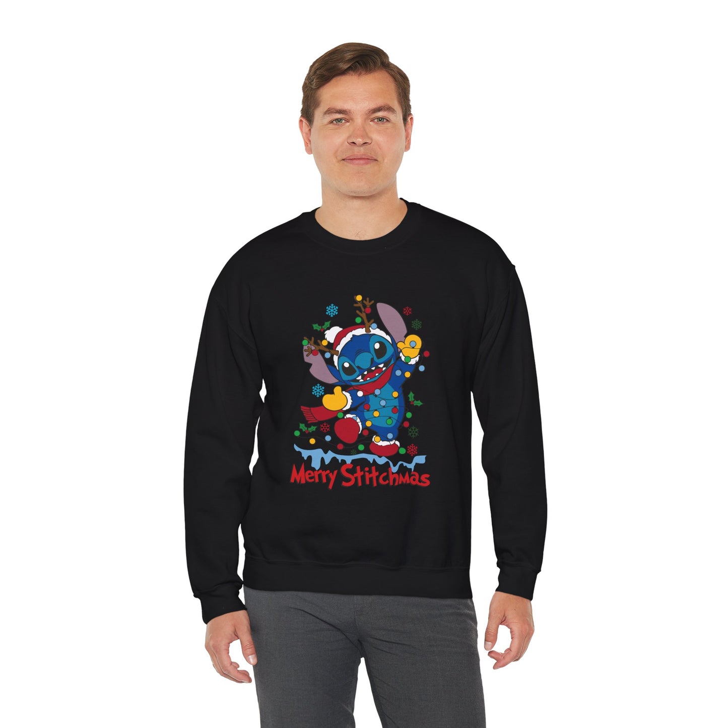 Merry Stitchmas Sweatshirt – Cute Holiday Alien Unisex Heavy Blend Crewneck