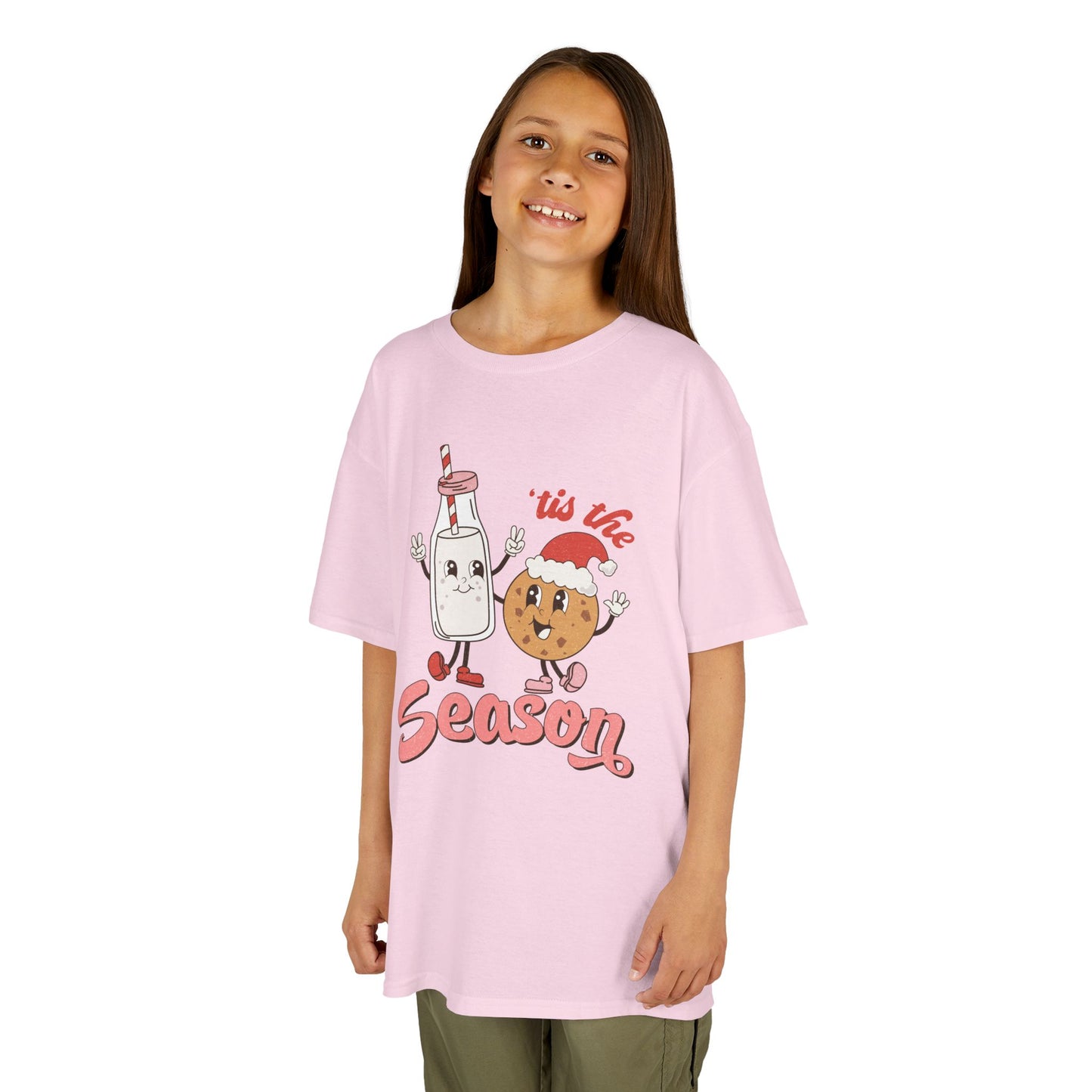 Tis The Season Kids Christmas T-Shirt – Cute Milk & Cookie Holiday Tee