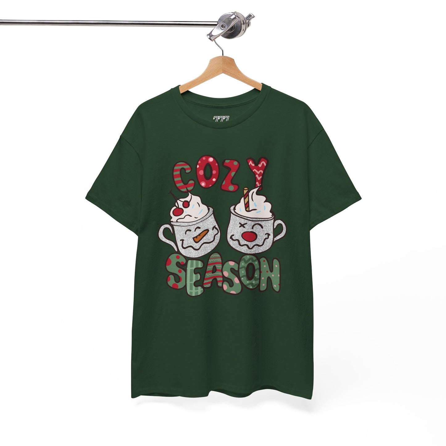 Cozy Season Christmas Unisex Heavy Cotton T-Shirt – Cute Holiday Hot Cocoa Tee