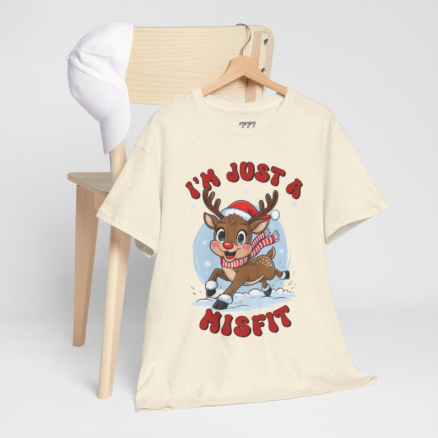 I’m Just a Misfit Unisex Heavy Cotton T-Shirt – Cute Christmas Reindeer Holiday Tee