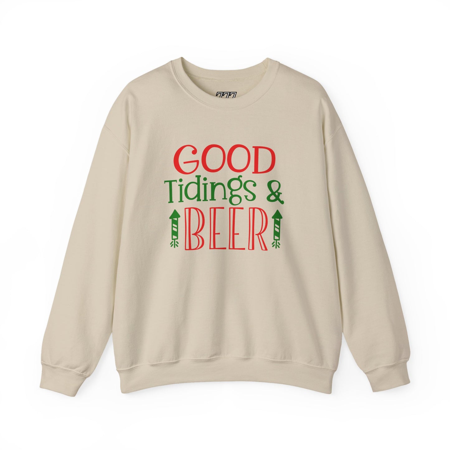 Good Tidings & Beer Sweatshirt – Funny Christmas Drinking Unisex Heavy Blend Crewneck
