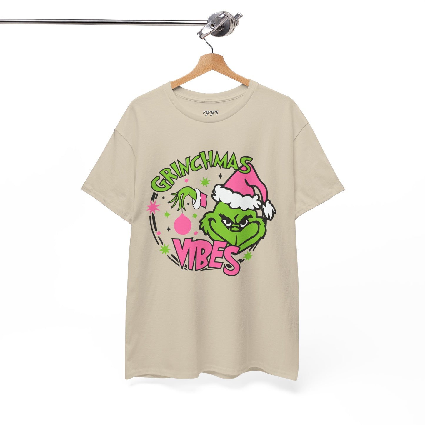 Grinchmas Vibes Funny Christmas Grinch-Inspired Holiday Tee – Pink Santa Festive Unisex Heavy Cotton T-Shirt
