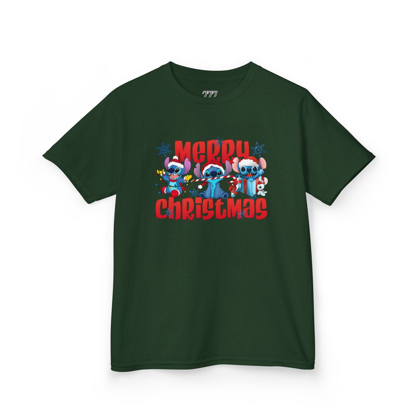 Merry Christmas Kids T-Shirt – Cute Blue Holiday Characters Heavy Cotton Tee