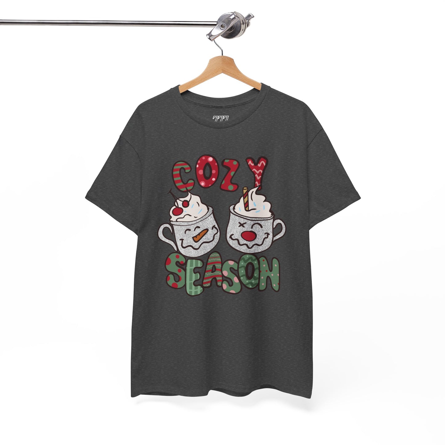 Cozy Season Christmas Unisex Heavy Cotton T-Shirt – Cute Holiday Hot Cocoa Tee