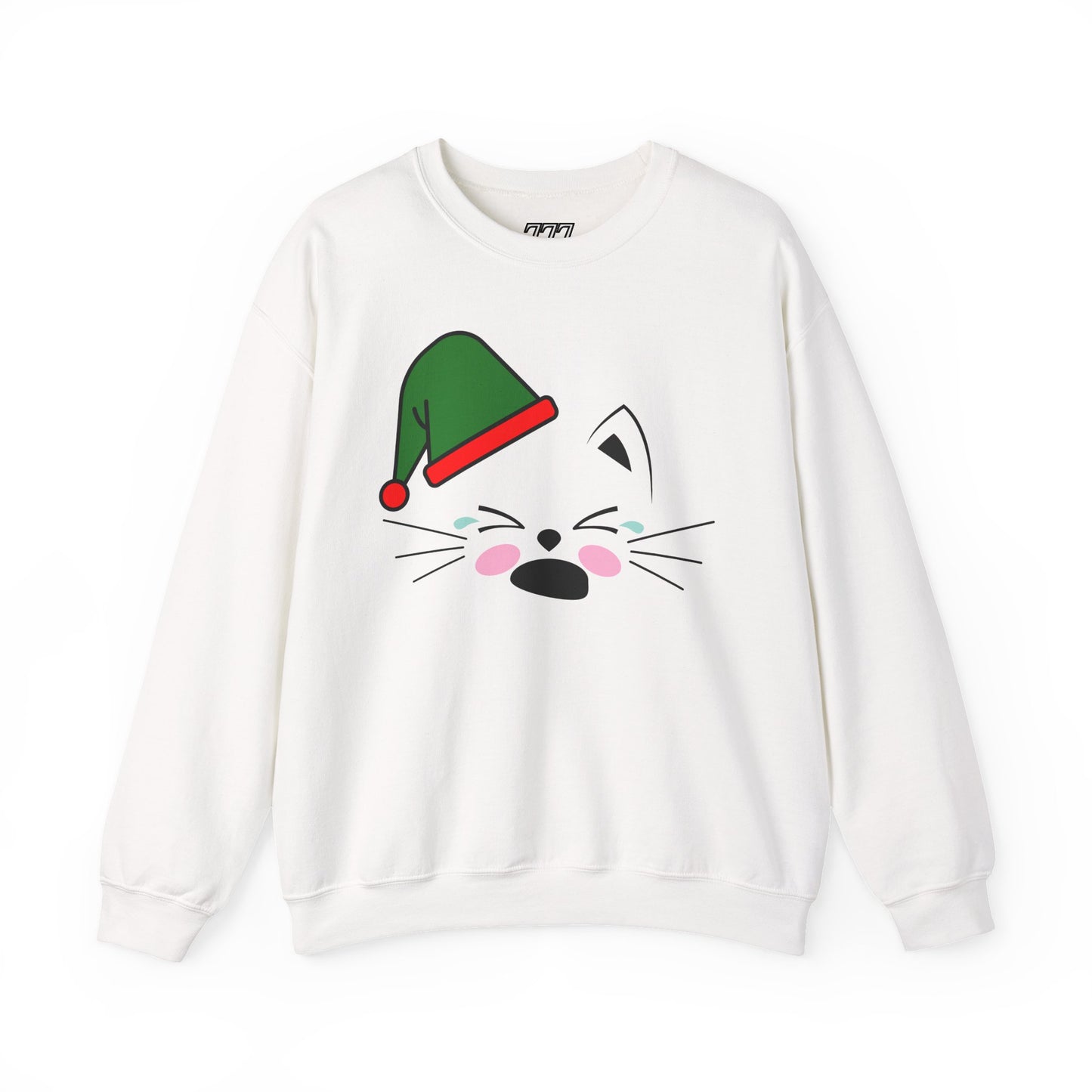 Elf Cat Christmas Crewneck – Cute Kawaii Cat Holiday Sweatshirt (Unisex)