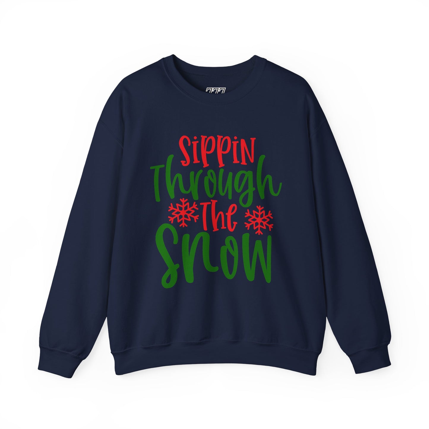 Sippin’ Through The Snow Sweatshirt – Festive Holiday Unisex Heavy Blend Crewneck