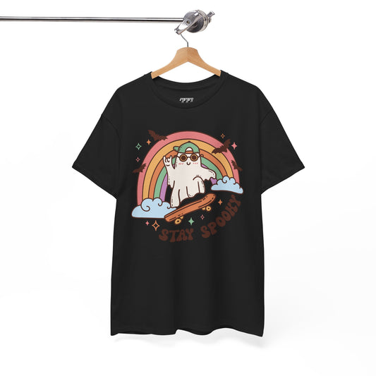Stay Spooky Ghost Skater Unisex Heavy Cotton T-Shirt