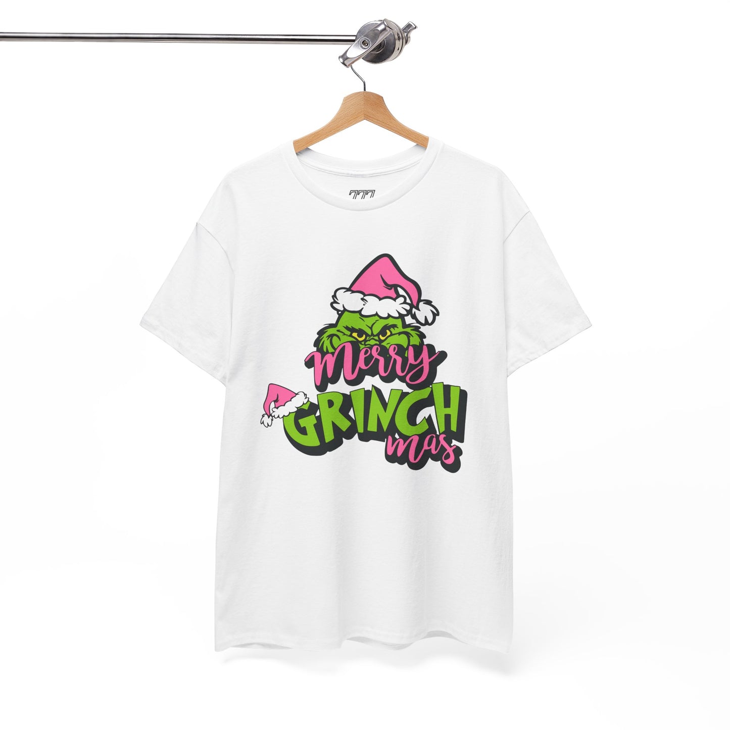 Merry Grinchmas Funny Christmas Grinch-Inspired Holiday Tee – Pink Santa Festive Unisex Heavy Cotton T-Shirt