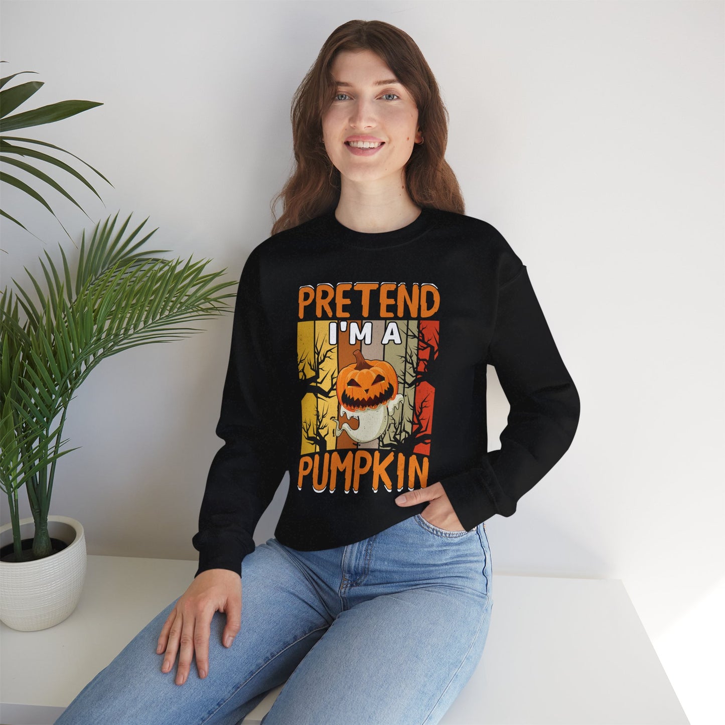 Pretend I'm A Pumpkin Unisex Heavy Blend Crewneck Sweatshirt