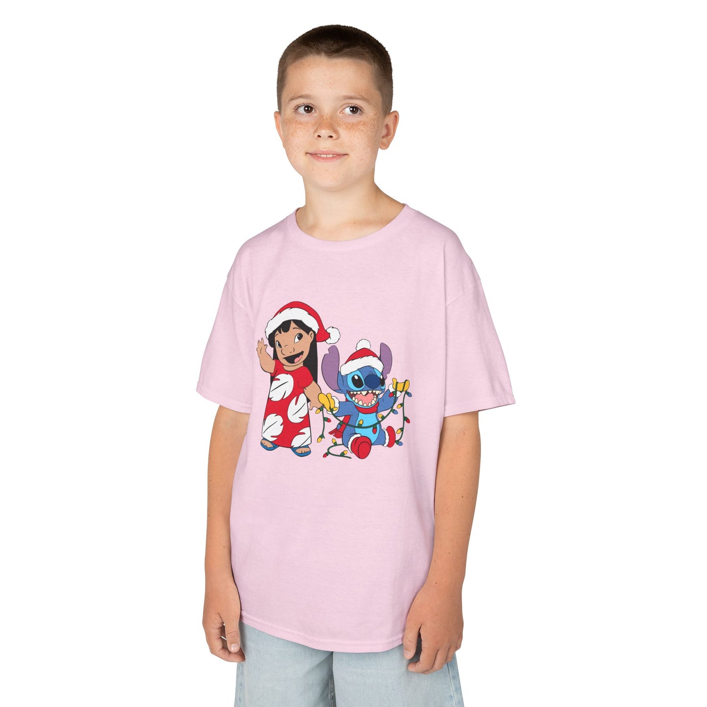 Island Holiday Duo Kids Christmas T-Shirt – Festive Blue Alien & Girl Holiday Tee